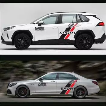 Автомобильная наклейка спортивная гоночная на обе стороны Авто виниловая наклейка на боковые юбки Модная стильная