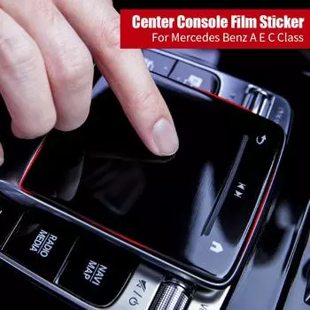 Автомобильная наклейка TPU для центральной консоли, кнопки мультимедиа, мыши, защитная пленка для Mercedes Benz AEC CLA GLE GLS GLB C W177 W247 C118 W167