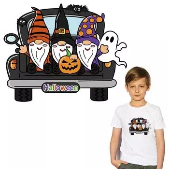 Автомобильная нашивка на Хэллоуин для одежды, художественные ремесла, Хэллоуин, гномы, Diy Parches, Ropa, джинсы, наклейки для одежды, термопресс, аппликация, патч 8x6.4cm
