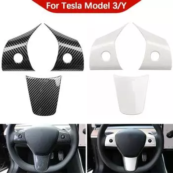 Автомобильная нашивка на руль из углеродного волокна ABS для Tesla Model 3 Model Y, аксессуары для салона, модифицированные