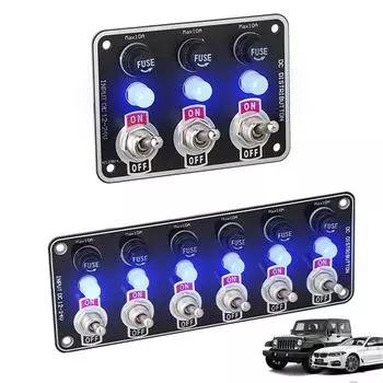 Автомобильная панель переключателей 3/6 Gang Rocker 12V/24V со сменным держателем предохранителя и подсветкой для кемпинга, лодки, автофургона, яхт, грузовиков, аксессуаров