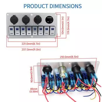 Автомобильная панель переключателей, цифровой вольтметр, USB-порт, 12 В, розетка, комбинированная, морская, светодиодная, прикуриватель, 2-8 для автомобиля, лодки
