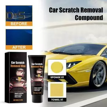 Автомобильная паста для удаления царапин, профессиональный набор для полировки автомобиля, воск-крем с полотенцем, воск для удаления царапин, глубокие царапины 60g