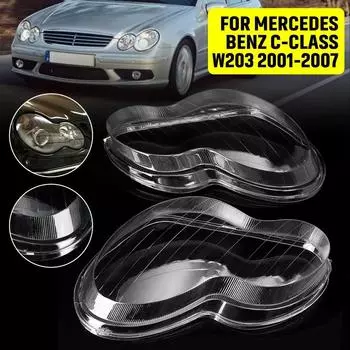 Автомобильная передняя фара, стеклянная крышка для Mercedes Benz W203, 4-дверная C180 C200 C230 C260 C280 2001-2007, крышка фары Left