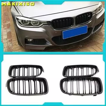 Автомобильная передняя решетка радиатора Racing Front Sport Grill Gloss Black Double Slat Kidney Grille для BMW 3-Series F30 F35 2012-2018 Gloss Black