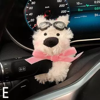 Автомобильная плюшевая собачка, кукла, стеклоочиститель, переключатель поворота, украшение, рулевое управление, украшение для протирки, милый бант, собака, украшение для салона автомобиля, подарок as the picture