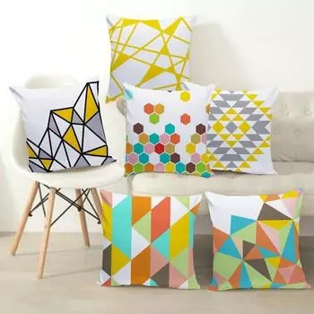 Автомобильная подушка для поясницы, простой принт с геометрическим узором, наволочка для спальни, подоконника, эркера, подушка 40x40cm