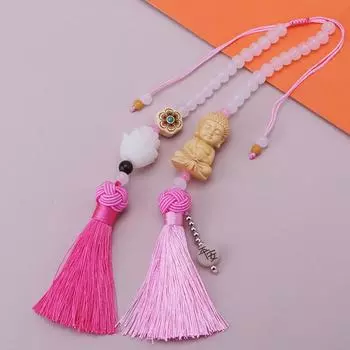 Автомобильная подвеска Huangyangmu Buddha Head White Jade Bodhi для автомобиля, модные украшения для салона автомобиля, зеркало заднего вида, украшение на удачу розовый