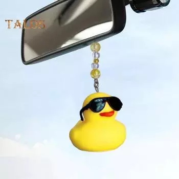 Автомобильная подвеска на зеркало заднего вида с изображением мультяшной утки, подвесное украшение со съемными солнцезащитными очками для сумки в машину, рождественская елка, красочные аксессуары для салона автомобиля зелёный