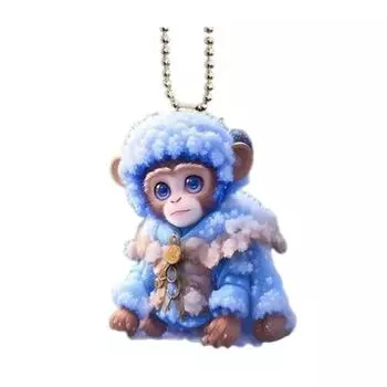 Автомобильная подвеска с шнурком, легко подвешивается, забавная 2D синяя обезьянка, подвесное украшение для зеркала заднего вида Monkey
