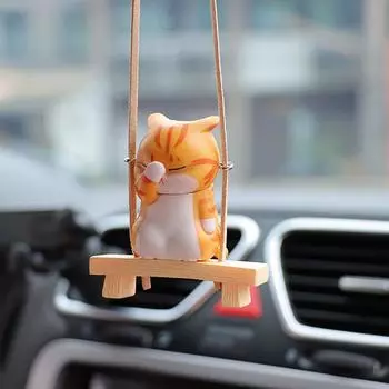 Автомобильная подвеска, симпатичная аниме-кошка, качели, автомобильное зеркало заднего вида, подвесные украшения, украшения для интерьера, аксессуары, подарки A