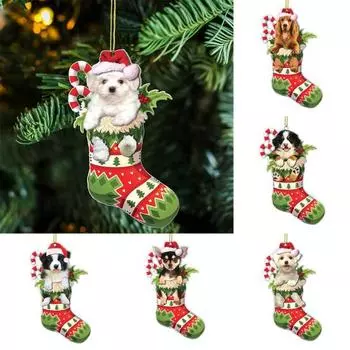 Автомобильная подвеска в виде милой собаки, украшение со шнурком, легко повесить, яркий цвет, очаровательная рождественская елка 6