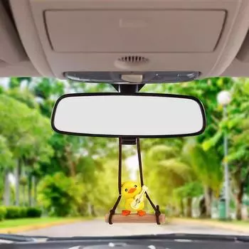 Автомобильная подвеска в виде милой утки-качели, украшение для салона автомобиля, праздничная подвеска в виде утки-качели для зеркала заднего вида, аксессуары для автомобиля CHINA