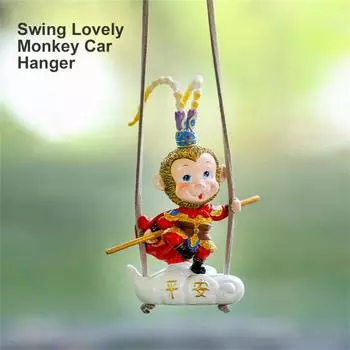 Автомобильная подвеска Зеркало заднего вида Подвеска Автомобильные интерьерные принадлежности Креативные качели Милая обезьянка Автомобильная подвеска Бортовые качели Обезьянка