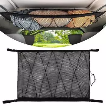 Автомобильная потолочная сетчатая сумка, простая установка, регулируемый сетчатый органайзер на крышу, универсальный двухслойный карман для хранения S