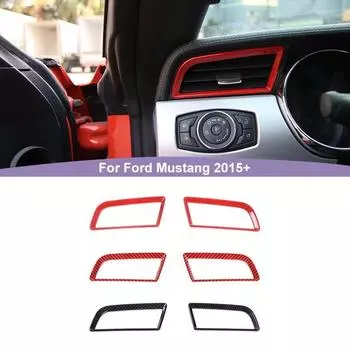 Автомобильная приборная панель, декоративные наклейки на вентиляционное отверстие, подходят для Ford Mustang 2015, аксессуары для интерьера из АБС-пластика красный