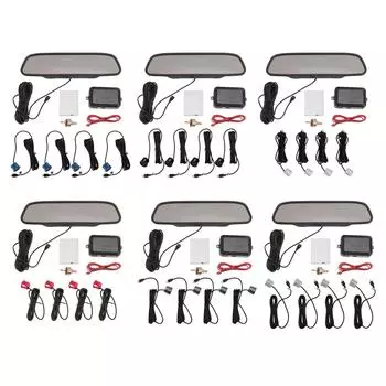 Автомобильная радарная система заднего хода с 4 датчиками, дальность обнаружения от 0,3 до 2,0 м, свет, звук, предупреждение, светодиодный дисплей Black