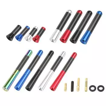 Автомобильная радиоантенна из углеродного волокна, алюминиевые короткие и длинные антенны для модификации и украшения автомобиля. 3.5CM серебряный