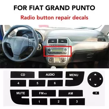 Автомобильная радиокнопка, ремонтная наклейка для Fiat Grand Punto, радио, стерео, изношенная отслаивающаяся кнопка, ремонтные наклейки, наклейки