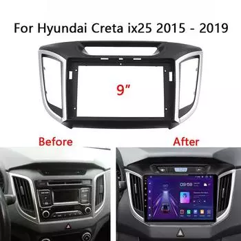 Автомобильная радиостанция для Hyundai Creta IX25 2015 2016 2017 2018 2019 Установка автомобильного стереофонического головного устройства Комплект рамки приборной панели чёрный