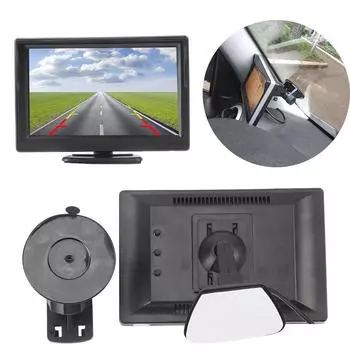 Автомобильная резервная камера заднего вида, автомобильная камера, помощь при парковке, монитор заднего вида, 5 дюймов, резиновая чашка + водонепроницаемый кронштейн