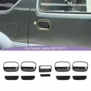 Автомобильная ручка задней двери, авто дверная ручка, украшение, наклейка, подходит для Suzuki Jimny 2007-2017, ABS, углеродное волокно, печатные внешние аксессуары Door handle