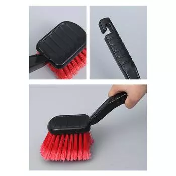 Автомобильная щетка для чистки шин с красной щетиной и черной ручкой, моющие инструменты для автодетейлинга, чистка мотоциклов