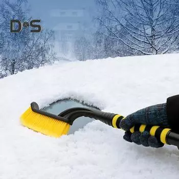 Автомобильная щетка для снега, скребок для льда, съемная длинная ручка, губка, щетина высокой плотности, автоматическая метла для удаления снега с лобового стекла, инструмент лопаты для льда красный