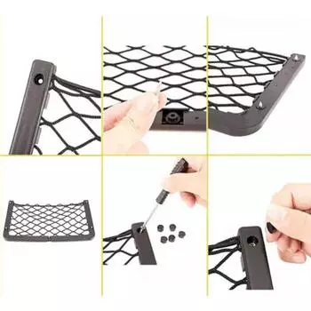 Автомобильная сетчатая сумка, держатель для автомобильной сетки, карманный органайзер для автомобильного сиденья, эластичная нейлоновая веревка с рамкой из АБС-пластика, грузовая сетка с винтами для