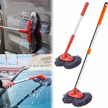 Автомобильная швабра с двойной насадкой-щеткой, пенная щетка для мытья автомобиля, автомобильная швабра, аксессуары для ухода за автомобилем A Aluminum pole
