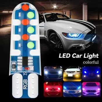 Автомобильная сигнальная лампа RGB T10 COB, водонепроницаемая, термостойкая, габаритная, фара для чтения, мигающая, подсветка номерного знака