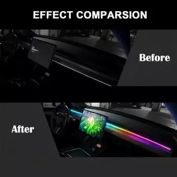 Автомобильная симфония RGB светодиодная полоса окружающего света Центральная консоль Скрытая полоса атмосферного света Отделка USB-лампа Приложение Пульт дистанционного управления