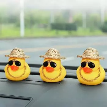 Автомобильная симпатичная ветроударная утка, внутренняя сломанная ветром маленькая желтая утка со шлемом, воздушный винт, украшение для автомобиля, велосипеда