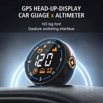 Автомобильная система HUD GPS USB Head Up Display Часы Спидометр Цифровой спидометр Тестер уклона Измеритель уклона Автомобильные аксессуары чёрный