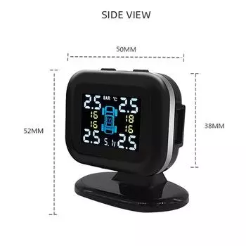 Автомобильная система контроля давления в шинах TPMS, мини-USB детектор монитора давления в шинах с 4 внешними устройствами чёрный