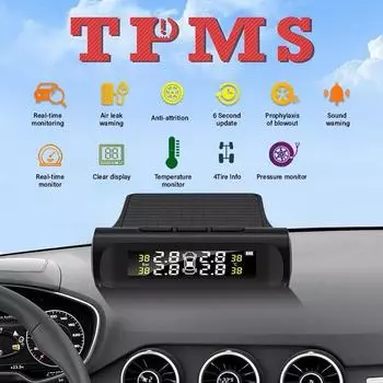 Автомобильная система контроля давления в шинах TPMS, цифровой ЖК-дисплей, тип батареи, внешний беспроводной автомобильный универсальный монитор давления в шинах