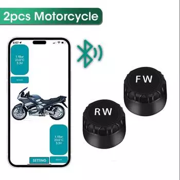 Автомобильная система контроля давления в шинах TPMS Bluetooth 5.0 с дисплеем мобильного телефона Датчик давления в шинах мотоцикла и автомобиля для lOS Android 2 Sensors