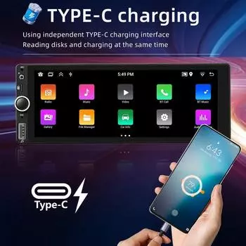 Автомобильная стереосистема Android 13, GPS-навигация, один DIN, с сенсорным экраном 6,86 дюйма, Carplay Android Auto чёрный