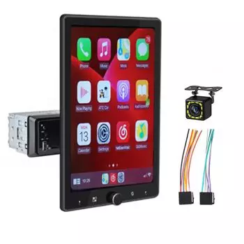 Автомобильная стереосистема Carplay Android Auto 10-дюймовый сенсорный экран 1Din автомобильное радио Smart Voice Mirror Link Ручное вращение FM USB AUX 12 светодиодов камера и Bluetooth5.1 +
