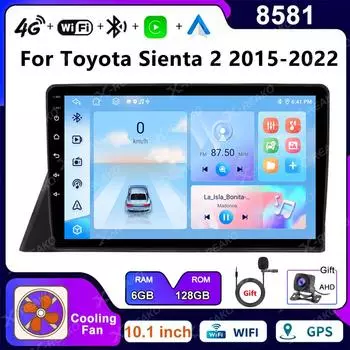 Автомобильная стереосистема для Toyota Sienta 2 2015 2016 2017 2018 2019-2022 Автомагнитола Автомобильная радиостанция GPS 2Din Мультимедиа Видеоплеер Стерео 4-core 1+32 carplay