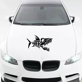 Автомобильная стильная наклейка в виде рыбы, мотоциклетная рыбья кость, автомобильная ветровая наклейка на дверь, хвост чёрный