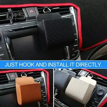 Автомобильная сумка для хранения из искусственной кожи, стильный, удобный, универсальный, нежный, автоорганайзер для телефонов, косметики чёрный