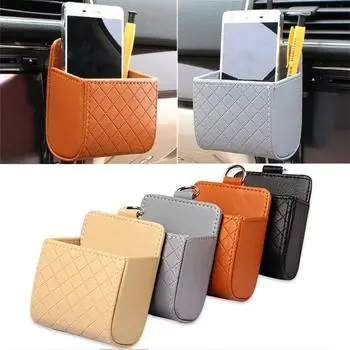 Автомобильная сумка для хранения вентиляционных отверстий, автокондиционер, кожаный органайзер, ящик для хранения мелочей для мобильного телефона, салфетка для ключей, автомобильный ящик для хранения