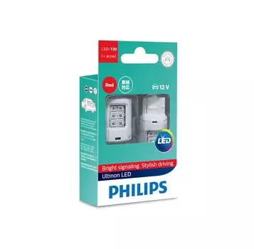 Автомобильная светодиодная лампа Philips T20, одинарный стоп-сигнал 12 В Altinon, красный, 2 шт., совместим с техосмотром автомобиля PHILIPS Ultinon 11065ULRX2 и красный