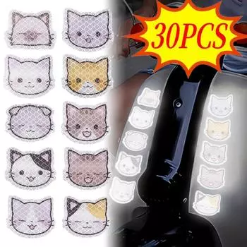 Автомобильная светоотражающая наклейка с изображением кота из мультфильма, светоотражающая пленка с алмазным покрытием, устойчивая к царапинам, декоративная наклейка, универсальные защитные аксессуары для велоспорта x1