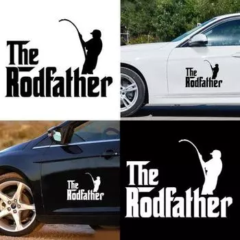 Автомобильная светоотражающая наклейка The Rodfather, дизайн для рыбалки, наклейка на дверь, окно автомобиля белый