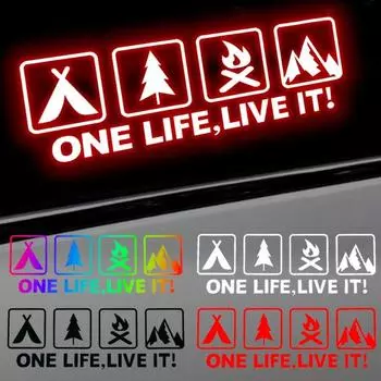 Автомобильная светоотражающая наклейка Универсальная Автомобильная Мотоциклетная Кузовная Наклейка One Life Live It Наклейка на английском языке Окно автомобиля Кемпинговый Узор Светоотражающая наклейка
