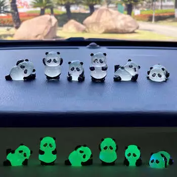 Автомобильная светящаяся кукла панда из смолы забавный орнамент зеркало заднего вида украшение центральная консоль маленький орнамент автомобильные аксессуары для интерьера