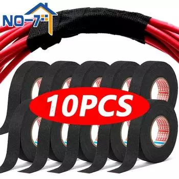 Автомобильная тканевая лента для жгутов проводов, термостойкая, водонепроницаемая, изоляционная, электроизоляционная лента, черная самоклеящаяся тканевая лента 9MM*15M-1PCS чёрный