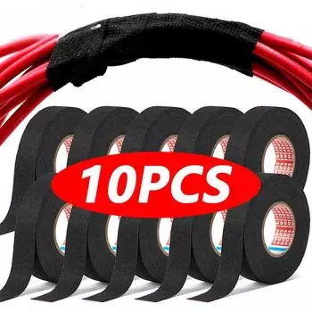 Автомобильная тканевая лента для жгутов проводов, термостойкая, водонепроницаемая, изоляционная, электроизоляционная лента, черная самоклеящаяся тканевая лента 1PCS(15M*9MM)